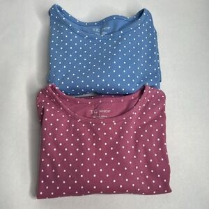 Polka Dot Women's Top Lot 2 Casual Blend The Tog Shop Large 3/4 Sleeve Pink Blue